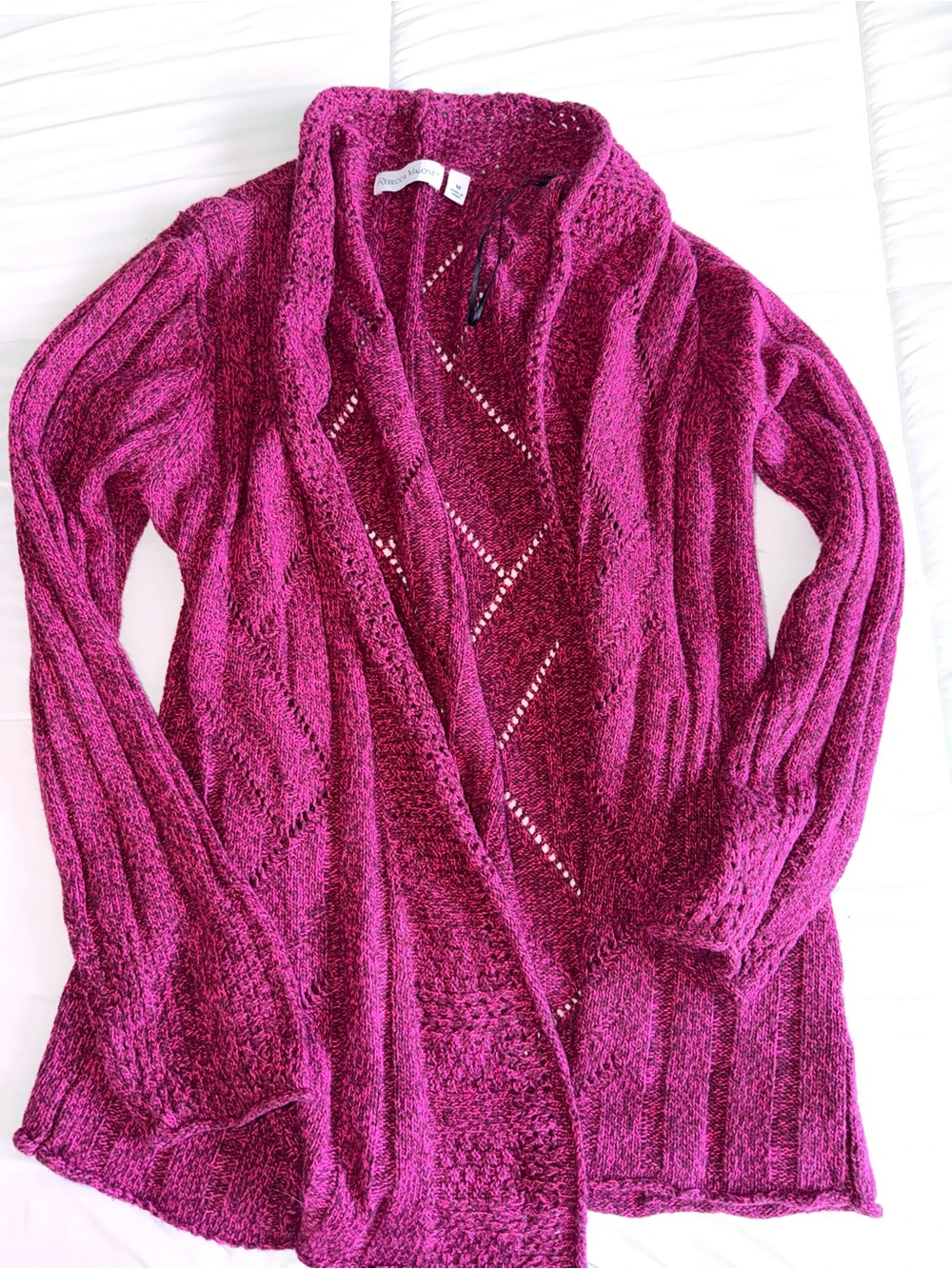 Women’s Open-Front Knit Cardigan Sweater - Magenta